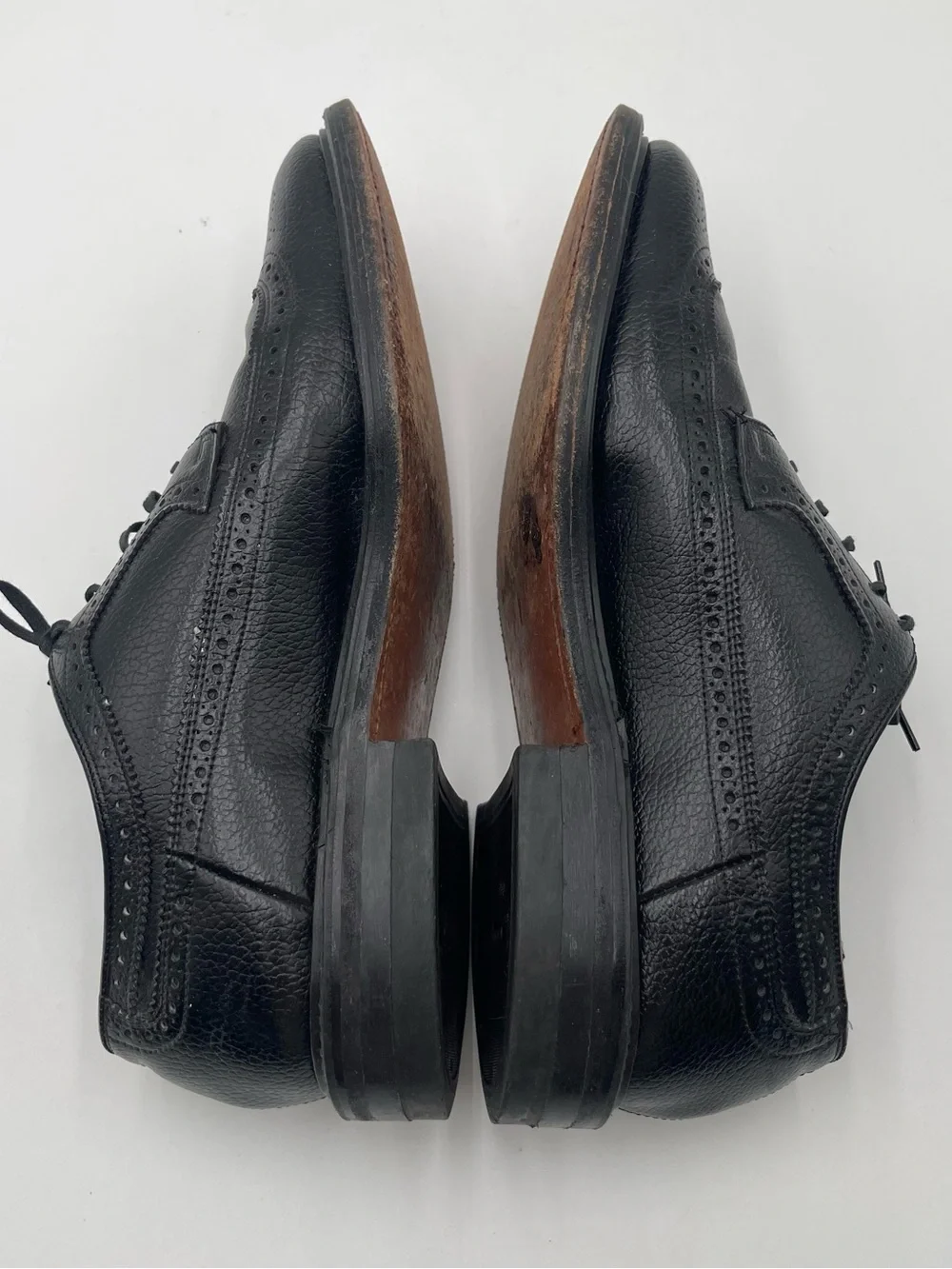 VTG Hanover Mens Longwing Wingtip Brogue Derby Oxford Dress Shoes Size 8.5 Black